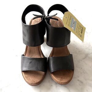 NWT Toms Black Leather Women's Majorca Cutout Sandals Size 8